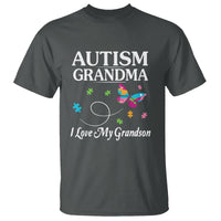 Autism Grandma T Shirt I Love My Grandson Butterfly Grandmother Love Support Accept - Wonder Print Shop