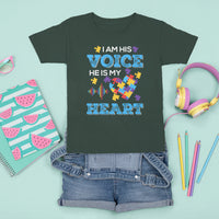 Autism Parents T Shirt For Kid I Am His Voice He Is My Heart Puzzle Heart - Wonder Print Shop