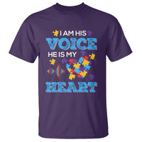 Autism Parents T Shirt I Am His Voice He Is My Heart Puzzle Heart - Wonder Print Shop