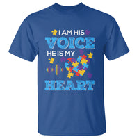 Autism Parents T Shirt I Am His Voice He Is My Heart Puzzle Heart - Wonder Print Shop