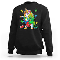 Unicorn Autism Sweatshirt His Fight is My Fight with Flossing Unicorn Puzzle Piece - Wonder Print Shop