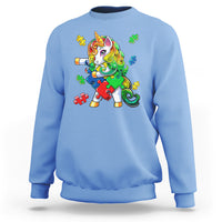 Unicorn Autism Sweatshirt His Fight is My Fight with Flossing Unicorn Puzzle Piece - Wonder Print Shop