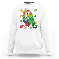 Unicorn Autism Sweatshirt His Fight is My Fight with Flossing Unicorn Puzzle Piece - Wonder Print Shop