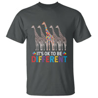 Giraffe Autism T Shirt It's Ok To Be Different Puzzle Support - Wonder Print Shop