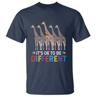 Giraffe Autism T Shirt It's Ok To Be Different Puzzle Support - Wonder Print Shop