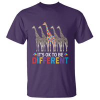 Giraffe Autism T Shirt It's Ok To Be Different Puzzle Support - Wonder Print Shop