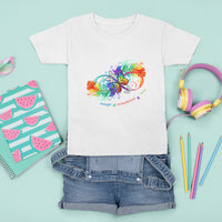 Autism Acceptance T Shirt For Kid Accept Understand Love Rainbow Infinity With Butterfly Feathers - Wonder Print Shop