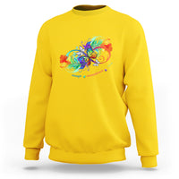 Autism Acceptance Sweatshirt Accept Understand Love Rainbow Infinity With Butterfly Feathers - Wonder Print Shop