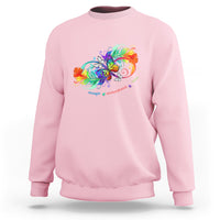 Autism Acceptance Sweatshirt Accept Understand Love Rainbow Infinity With Butterfly Feathers - Wonder Print Shop
