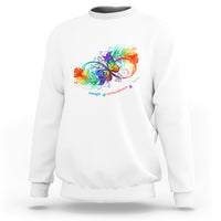 Autism Acceptance Sweatshirt Accept Understand Love Rainbow Infinity With Butterfly Feathers - Wonder Print Shop