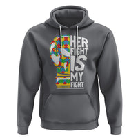Autism Support Hoodie Her Fight is My Fight Warriors Jigsaw Puzzle Boxing Glove - Wonder Print Shop