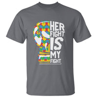 Autism Support T Shirt Her Fight is My Fight Warriors Jigsaw Puzzle Boxing Glove - Wonder Print Shop