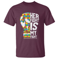 Autism Support T Shirt Her Fight is My Fight Warriors Jigsaw Puzzle Boxing Glove - Wonder Print Shop
