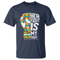 Autism Support T Shirt Her Fight is My Fight Warriors Jigsaw Puzzle Boxing Glove - Wonder Print Shop