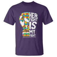 Autism Support T Shirt Her Fight is My Fight Warriors Jigsaw Puzzle Boxing Glove - Wonder Print Shop
