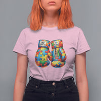 Autism Support T Shirt For Women Her Fight is My Fight Jigsaw Puzzle Boxing Gloves - Wonder Print Shop