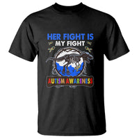 Dinosaur Skeleton Autism T Shirt Her Fight is My Fight Love Support Fighters - Wonder Print Shop