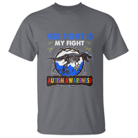 Dinosaur Skeleton Autism T Shirt Her Fight is My Fight Love Support Fighters - Wonder Print Shop