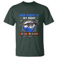 Dinosaur Skeleton Autism T Shirt Her Fight is My Fight Love Support Fighters - Wonder Print Shop