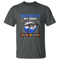Dinosaur Skeleton Autism T Shirt Her Fight is My Fight Love Support Fighters - Wonder Print Shop