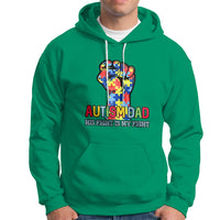Autism Dad Hoodie His Fight is My Fight Jigsaw Puzzle Raised Fist - Wonder Print Shop