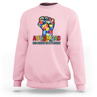 Autism Dad Sweatshirt His Fight is My Fight Jigsaw Puzzle Raised Fist - Wonder Print Shop