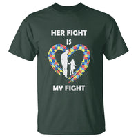 Autism Dad T Shirt Her Fight is My Fight Father And Daughter Puzzle Heart - Wonder Print Shop