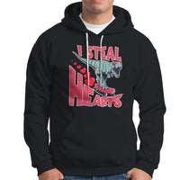 Valentines Day Dinosaur I Steal Hearts Skateboard Hoodie - Wonder Print Shop