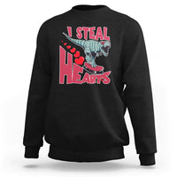 Valentines Day Dinosaur I Steal Hearts Skateboard Sweatshirt - Wonder Print Shop