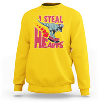 Valentines Day Dinosaur I Steal Hearts Skateboard Sweatshirt - Wonder Print Shop