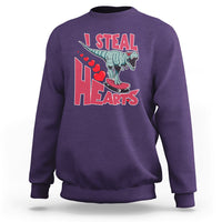 Valentines Day Dinosaur I Steal Hearts Skateboard Sweatshirt - Wonder Print Shop
