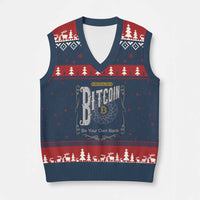 Funny Crypto Investing V-Neck Knit Sweater Vest Vintage Bitcoin HODL Be Your Own Bank Cryptocurrency - Wonder Print Shop