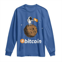 Funny Crypto Investing Long Sleeve Shirt Bitcoin BTC Crypto to the Moon Graphic Featuring Astronaut