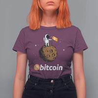 Funny Crypto Investing T Shirt For Women Bitcoin BTC Crypto to the Moon Graphic Featuring Astronaut