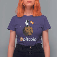 Funny Crypto Investing T Shirt For Women Bitcoin BTC Crypto to the Moon Graphic Featuring Astronaut