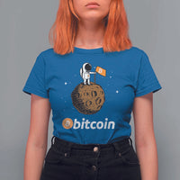 Funny Crypto Investing T Shirt For Women Bitcoin BTC Crypto to the Moon Graphic Featuring Astronaut
