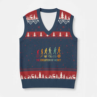 Funny Crypto Investing V-Neck Knit Sweater Vest The Evolution Of Money Bitcoin BTC Cryptocurrency - Wonder Print Shop