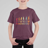 Funny Crypto Investing T Shirt For Kid The Evolution Of Money Bitcoin BTC Cryptocurrency
