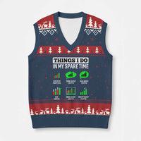 Funny Crypto Investing V-Neck Knit Sweater Vest Things I Do In My Spare Time Trading - Wonder Print Shop