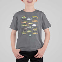 Freshwater Fish Species T Shirt For Kid Funny Fishing Types Fisherman Dad