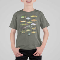 Freshwater Fish Species T Shirt For Kid Funny Fishing Types Fisherman Dad