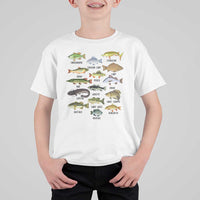Freshwater Fish Species T Shirt For Kid Funny Fishing Types Fisherman Dad