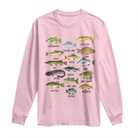 Freshwater Fish Species Long Sleeve Shirt Funny Fishing Types Fisherman Dad