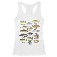 Freshwater Fish Species Racerback Tank Top Funny Fishing Types Fisherman Dad