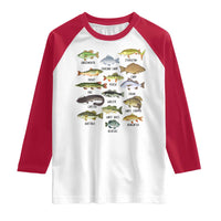 Freshwater Fish Species Raglan Shirt Funny Fishing Types Fisherman Dad