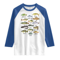 Freshwater Fish Species Raglan Shirt Funny Fishing Types Fisherman Dad