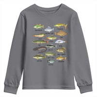 Freshwater Fish Species Youth Sweatshirt Funny Fishing Types Fisherman Dad