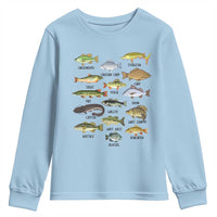 Freshwater Fish Species Youth Sweatshirt Funny Fishing Types Fisherman Dad