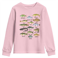 Freshwater Fish Species Youth Sweatshirt Funny Fishing Types Fisherman Dad