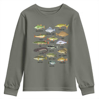 Freshwater Fish Species Youth Sweatshirt Funny Fishing Types Fisherman Dad